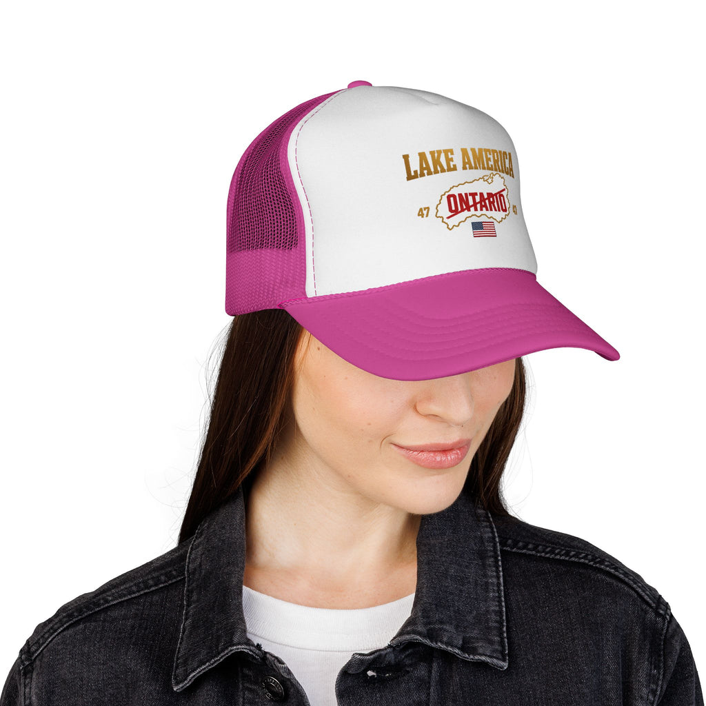 Lake America Ontario Trucker Cap – Vintage USA Flag Snapback Hat