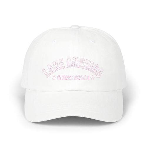 Lake America Dad Cap — Embroidered Sunset & Waves Baseball Hat