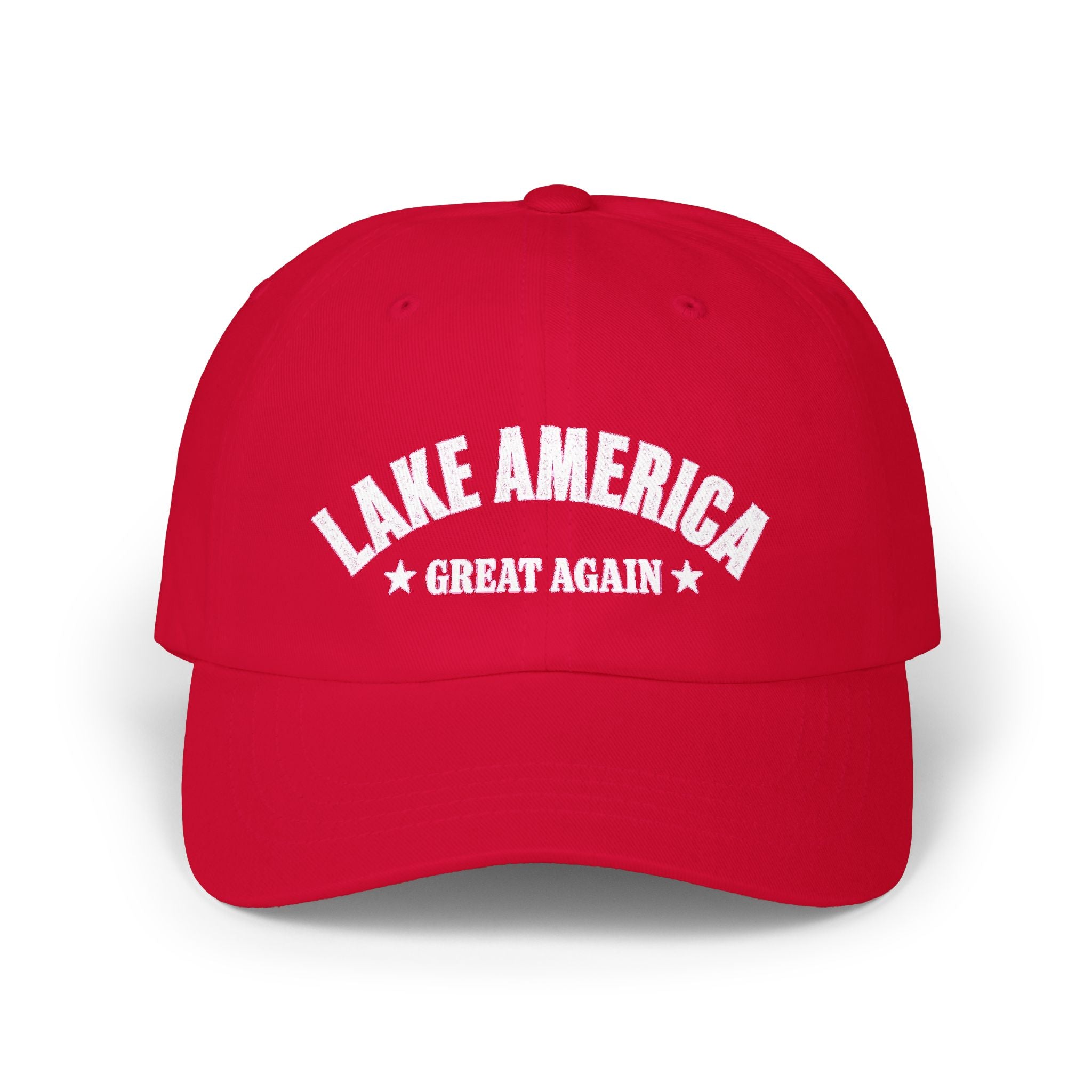 Lake America Dad Cap — Embroidered Sunset & Waves Baseball Hat