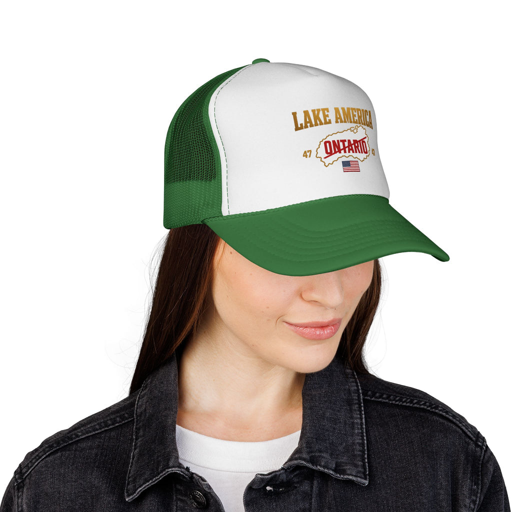Lake America Ontario Trucker Cap – Vintage USA Flag Snapback Hat